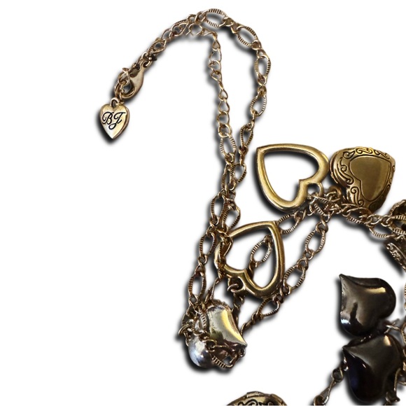 VTG - 90s Betsey Johnson - Hearts and Lockets Gold Tone Necklace - Picture 8 of 13